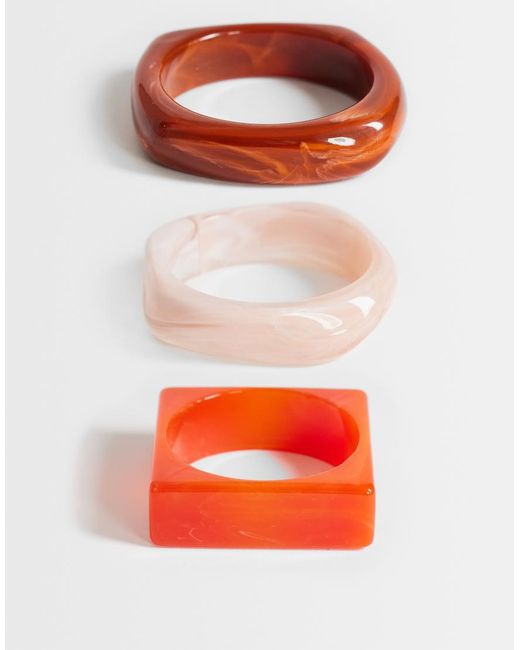 TOPSHOP Orange Flo 3 Pack Resin Bangles