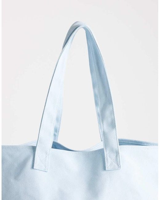 TOPSHOP Blue Large Canvas Tote Bag