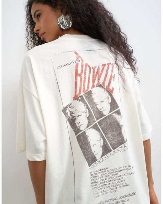 TOPSHOP White Bowie Graphic Oversized T-Shirt