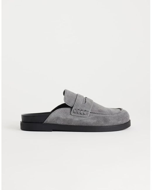 TOPSHOP Gray Addie Real Suede Mule Loafer