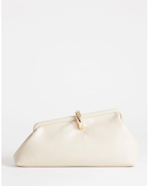 TOPSHOP Natural Carlie Medium Clutch With Hardware