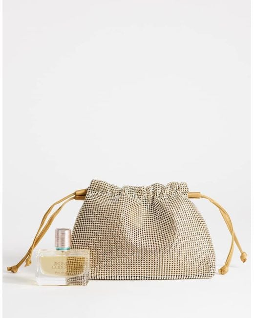 TOPSHOP Natural Seleena Diamante Drawstring Clutch Bag