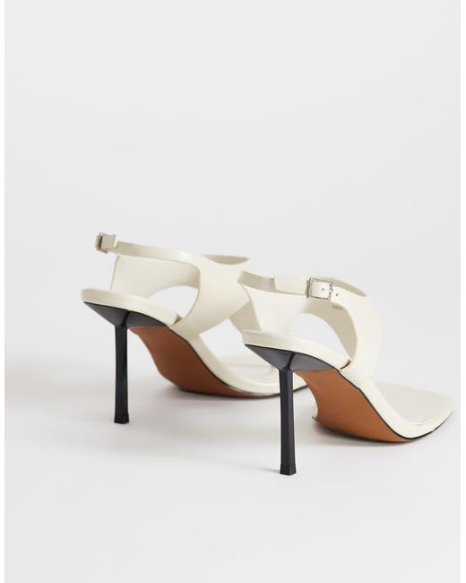 TOPSHOP White Sandy Toe Thong High Heeled Sandal