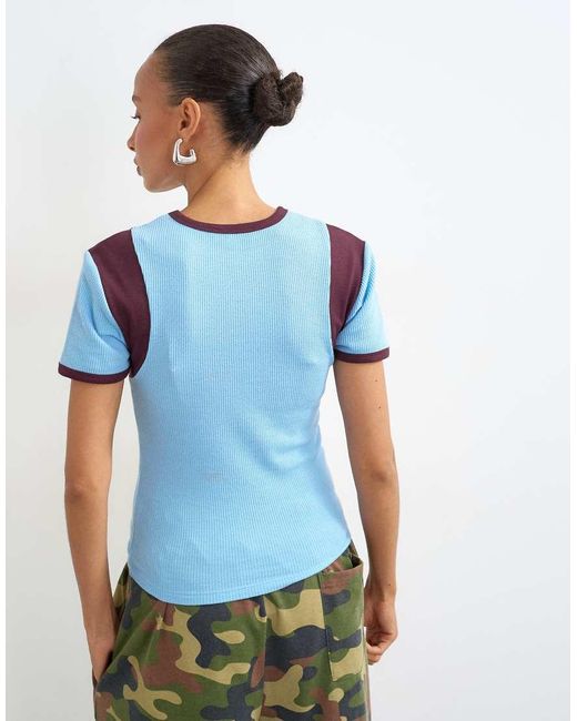 TOPSHOP White Waffle Double Layer Tee