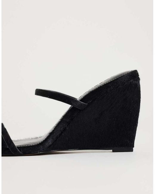 TOPSHOP Black Abi Strappy Wedge High Heel