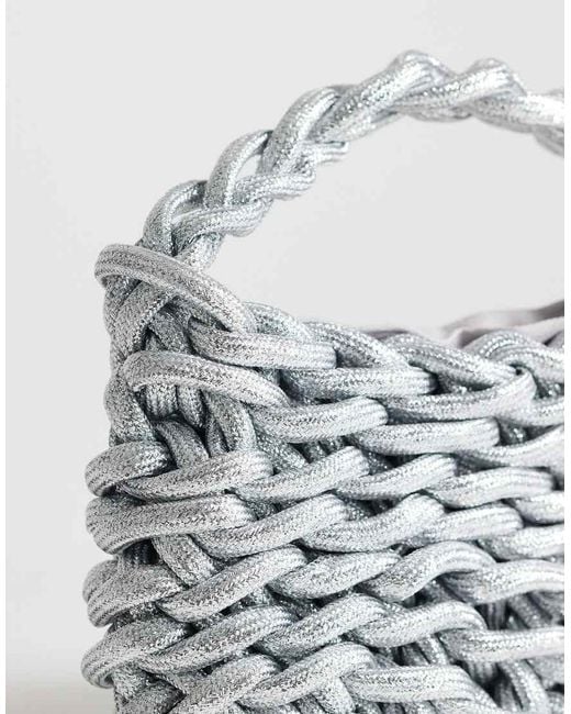 TOPSHOP White Morgan Small Weave Grab Bag