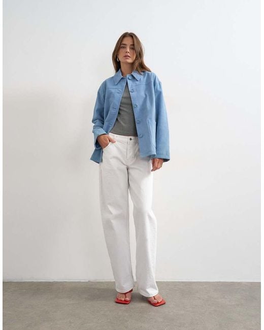 TOPSHOP Blue Premium Suede Jacket