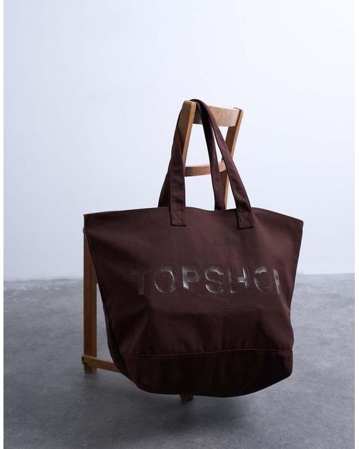 TOPSHOP White Large Canvas Tote Bag