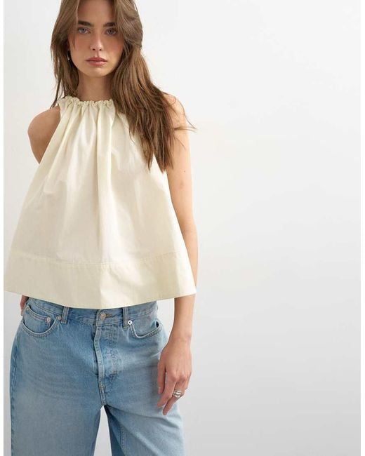 TOPSHOP Blue Trapeze Tie Back Top