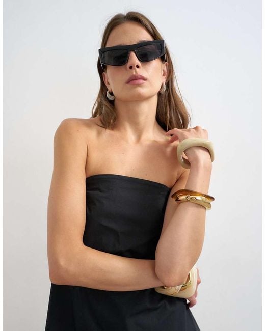 TOPSHOP White High Low Bandeau Top
