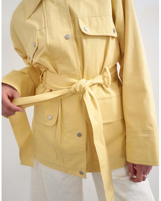 TOPSHOP Natural 4 Pocket Cotton Shacket With Quilted Lining
