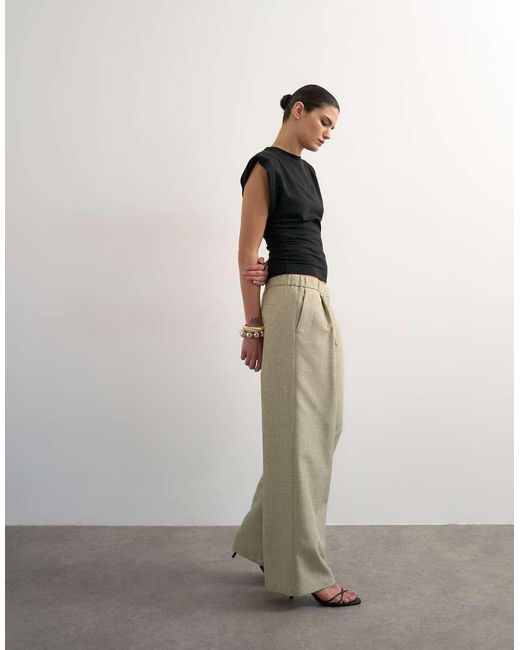 TOPSHOP Multicolor Textured Plain Elasticated Tailored Trouser