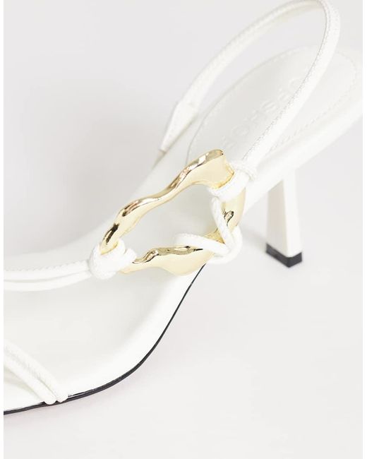 TOPSHOP White Nova Strappy Mid Heeled Sandals With Hardware