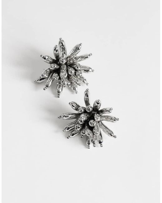 TOPSHOP Metallic Cara Statement Flower Earrings