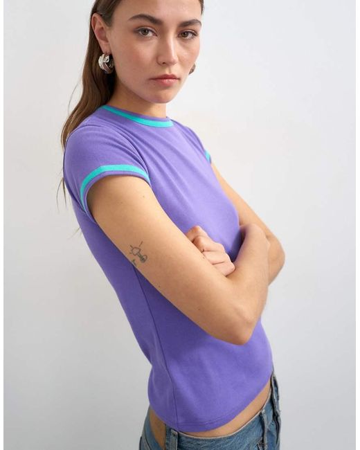 TOPSHOP Purple Contrast Everyday Tee