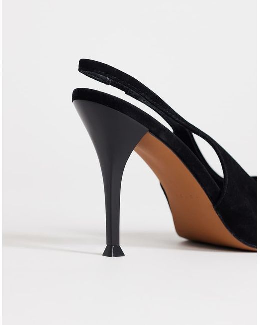 TOPSHOP White Anya Real Suede Sling Back High Heeled Court Shoes