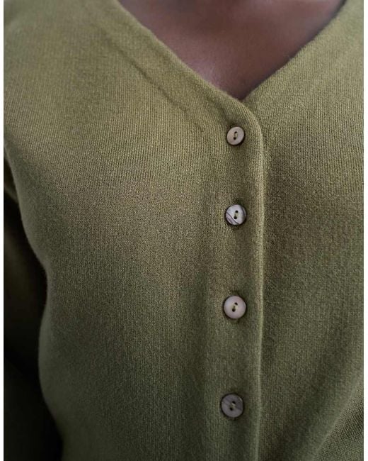 TOPSHOP Blue Knitted V Neck Longline Clean Cinch Waist Cardigan