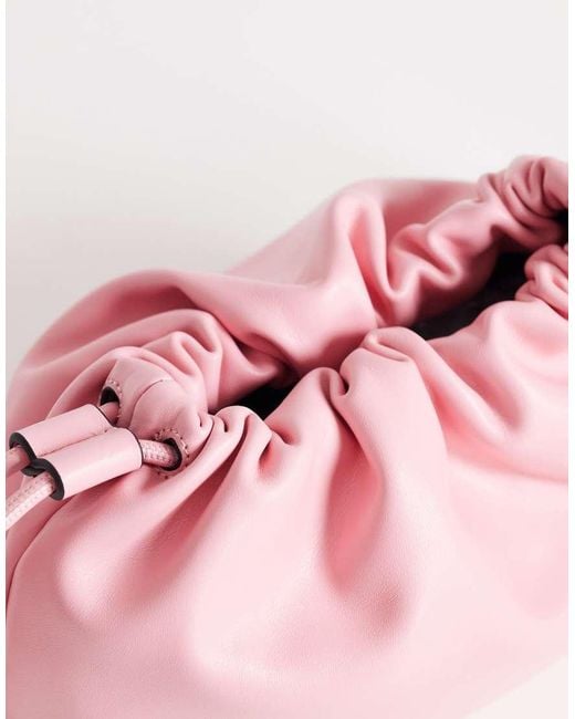 TOPSHOP Pink Celia Medium Ruched Clutch Bag