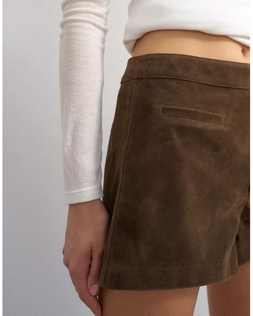 TOPSHOP Brown Faux Suede Micro Short