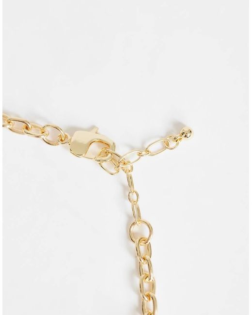 TOPSHOP Metallic Mira Statement Necklace With Shell Pendant