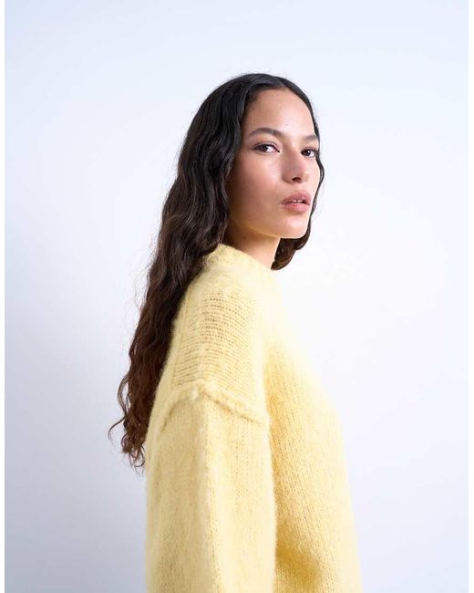 TOPSHOP White Knitted Wool-blend Fluffy Exposed Seam Easy Jumper