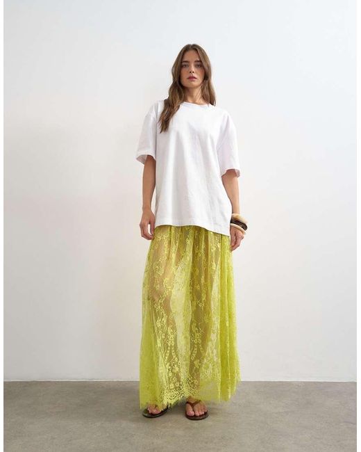 TOPSHOP White Sheer Lace Maxi Skirt