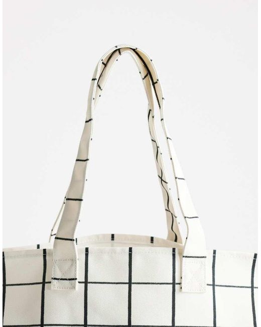 TOPSHOP Natural Large Printed Canvas Tote Bag