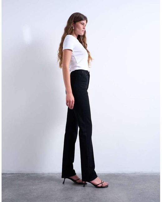 TOPSHOP Black Dree High Rise Slim Straight Leg Jean