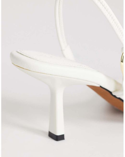 TOPSHOP White Nova Strappy Mid Heeled Sandals With Hardware