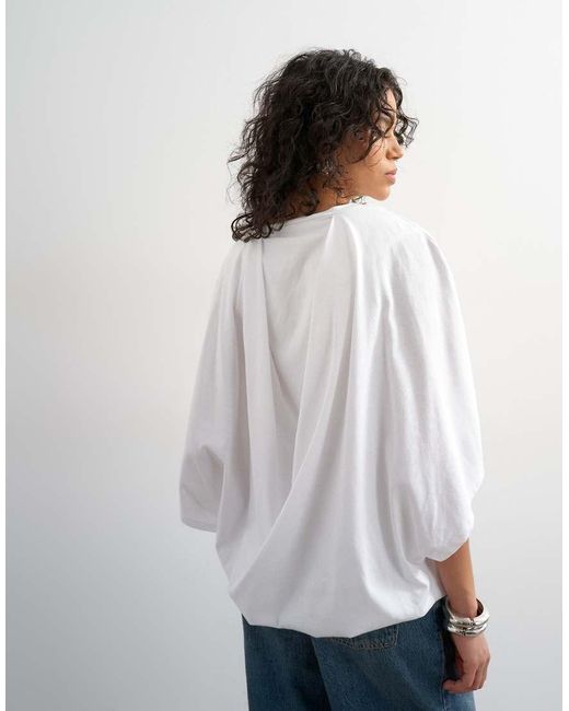 TOPSHOP White Cape Draped Tee