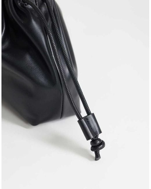 TOPSHOP Black Celia Medium Ruched Clutch Bag