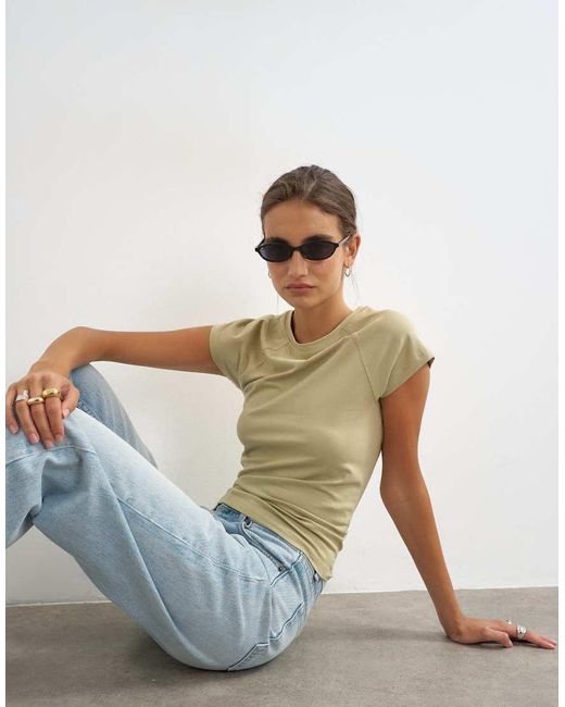 TOPSHOP Natural Cap Sleeve T-shirt