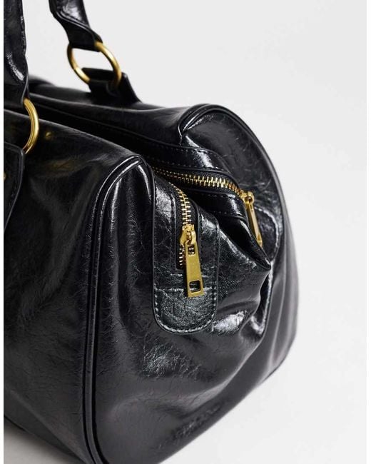 TOPSHOP Black Star Hardware Detail Bowler Shoulder Bag