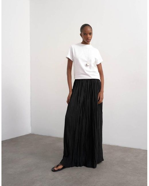 TOPSHOP White Shirred Waist Crinkle Full Circle Skirt