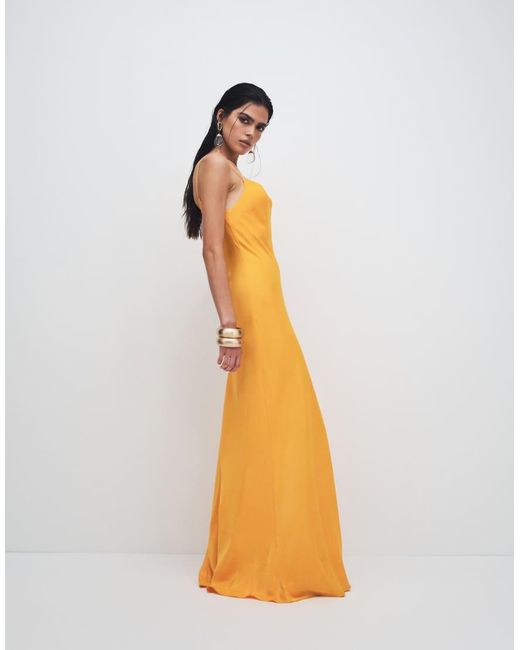 TOPSHOP White Viscose Satin Low Scoop Flood Length Maxi Slip Dress