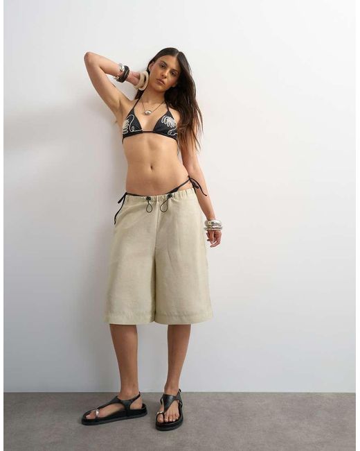TOPSHOP Brown Sienna Embroidered Triangle Bikini