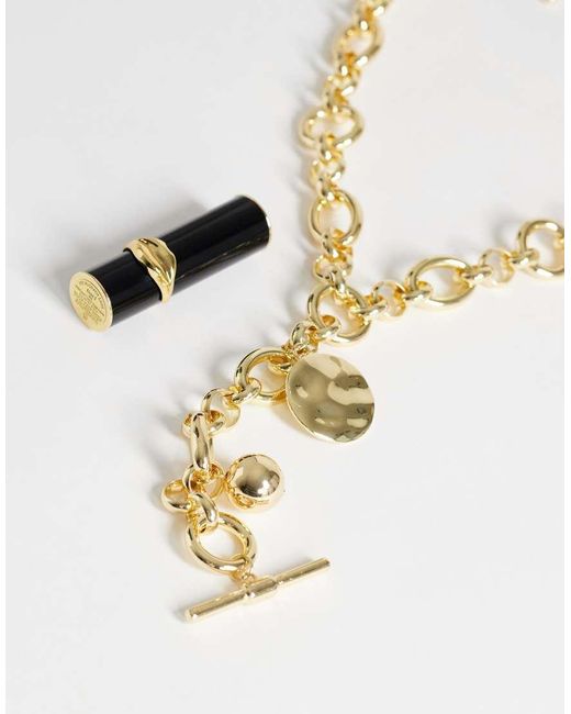 TOPSHOP Metallic Lana Oversized Chain Necklace With Charms
