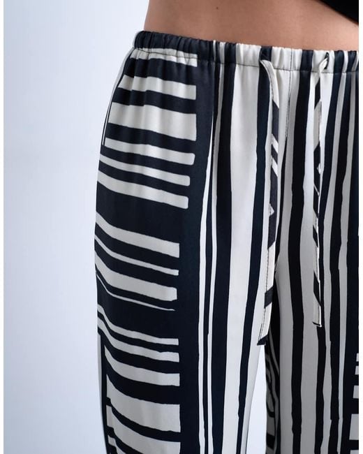 TOPSHOP Black Co Ord Mono Bold Stripe Satin Trouser