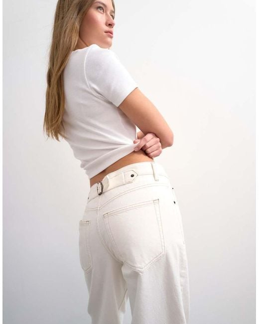TOPSHOP White Cinch Low Rise Relaxed Jeans