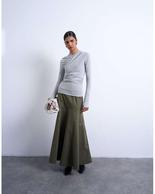 TOPSHOP White Drop Waist Full Circle Maxi Skirt