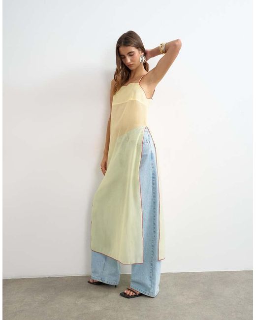 TOPSHOP Green Sheer Organza Longline Cami