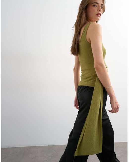 TOPSHOP Black Tie Drape Waist Detail Vest