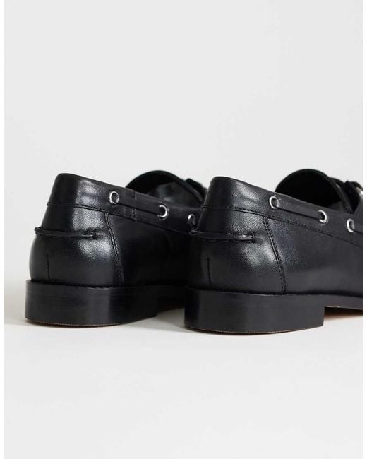 TOPSHOP Black Brandi Leather Lace Up Shoes