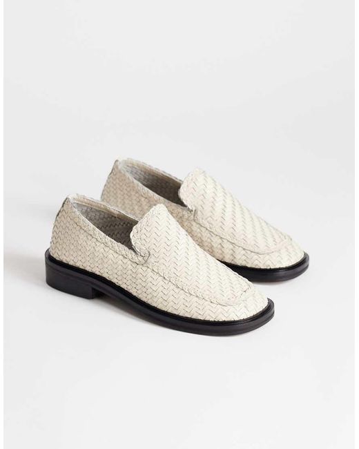 TOPSHOP White Bali Leather Weave Flat Shoe Loafer