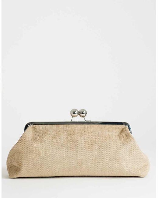 TOPSHOP Natural Annie Medium Suedette Weave Clutch