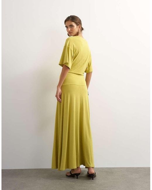 TOPSHOP Metallic Viscose Blend Jersey Dropped Waist Maxi Dress