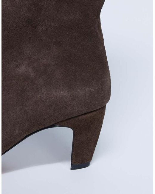 TOPSHOP Brown Nelly Real Suede Pointed Toe Slouch Boot