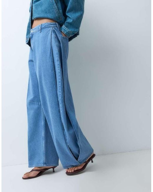 TOPSHOP Blue Side Pleat Cocoon Jean