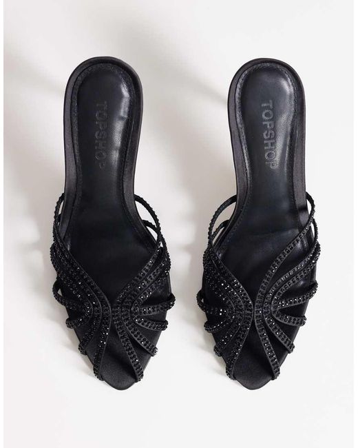 TOPSHOP Brown Azelia Heeled Sandal With Gems