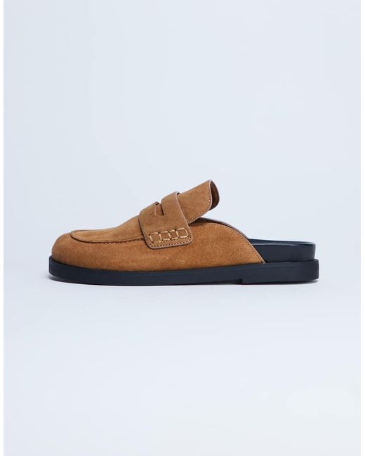 TOPSHOP White Addie Real Suede Mule Loafers